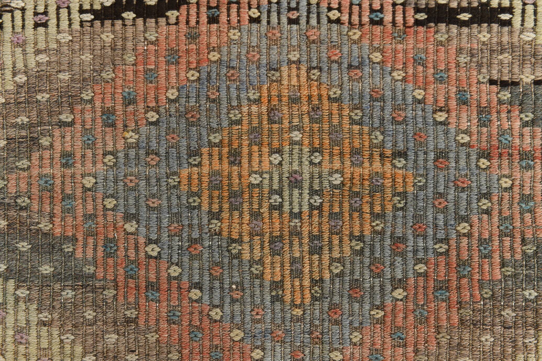 7x10 Kilim Grey Tons Living Room Wool Kilim Rug, 202x315Cm