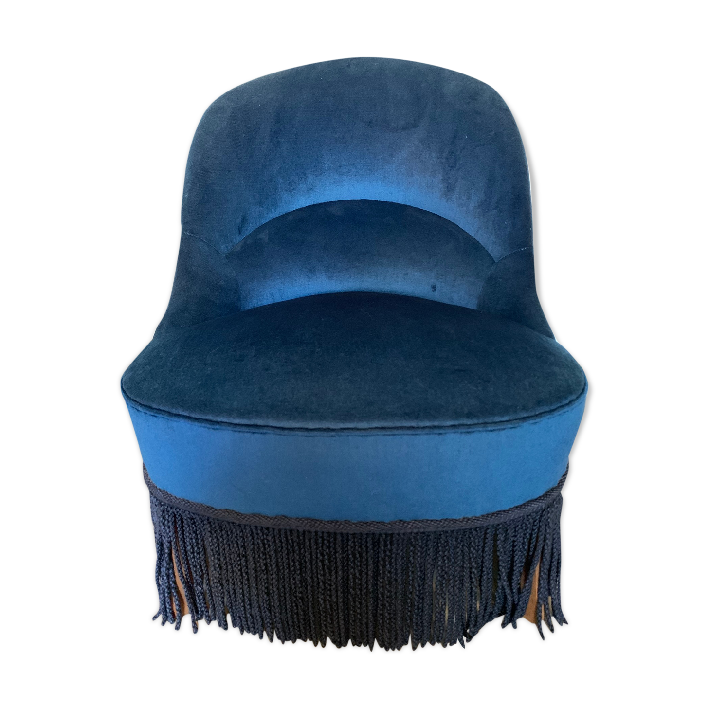 Blue velvet toad armchair