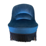 Fauteuil crapaud en velours bleu