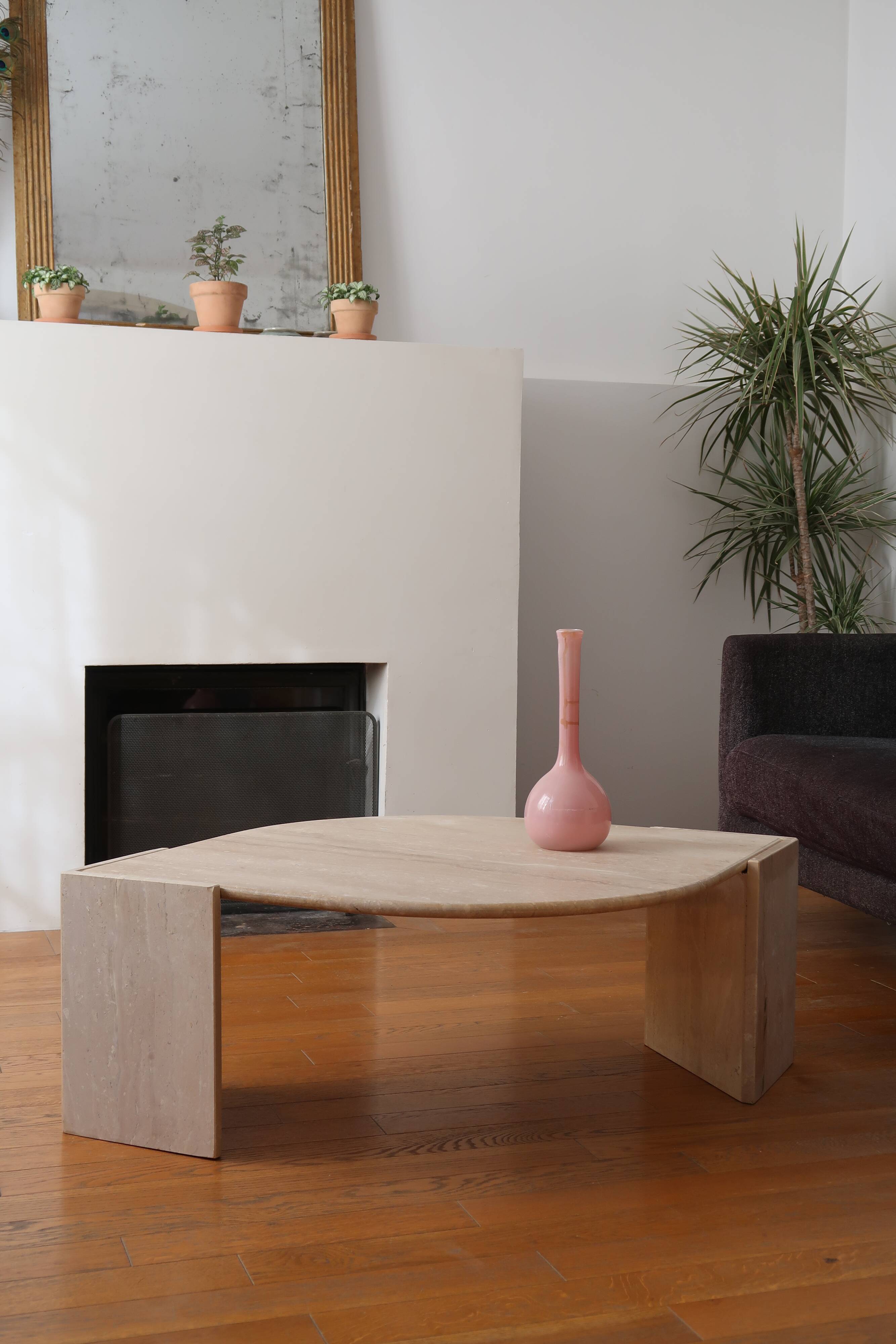 Travertine coffee table Roche Bobois