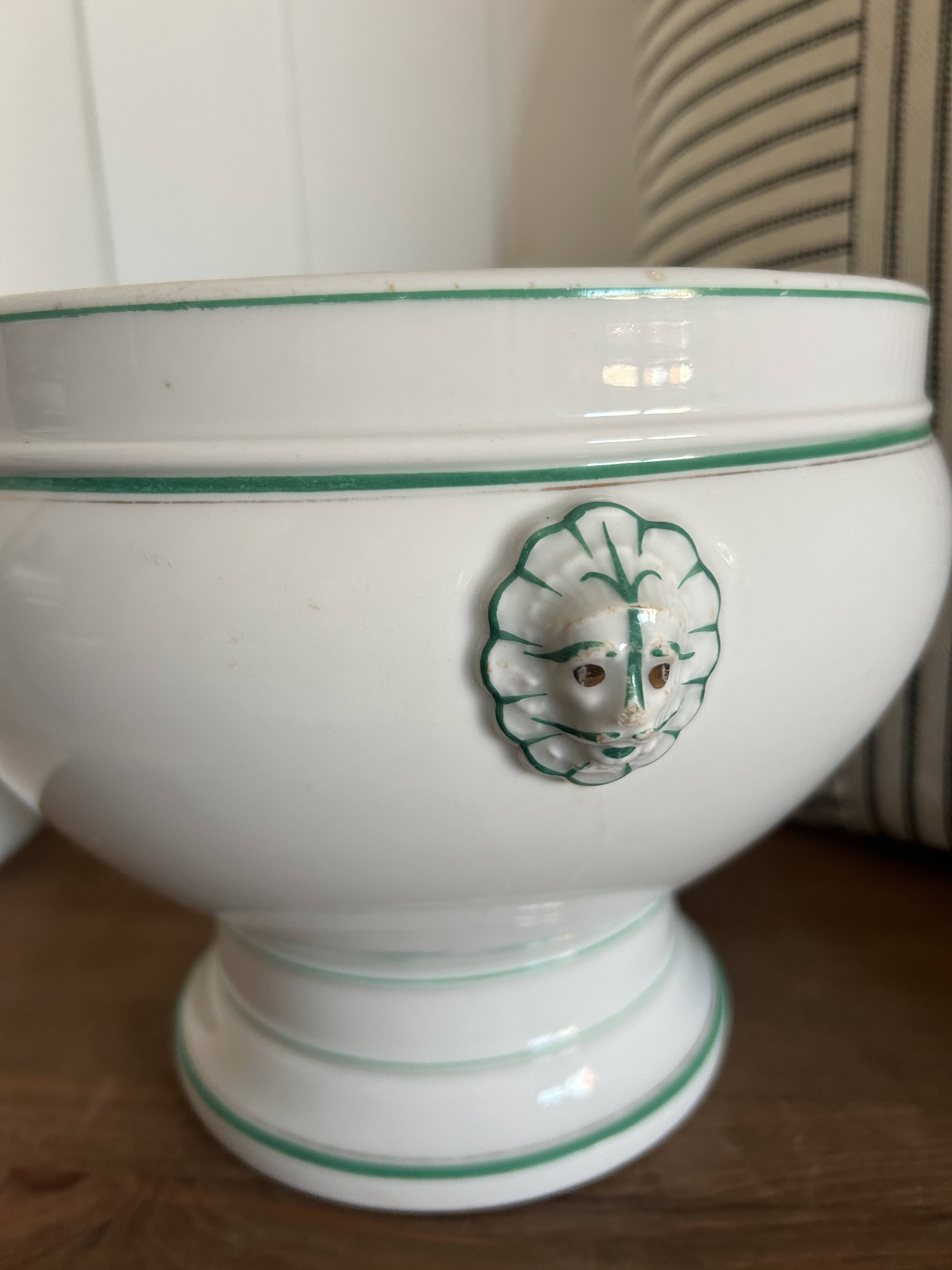 Jardinière ancienne en porcelaine Haviland Limoges – décor vert