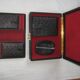 Box a bijoux ancien leather on wood satin interior and red velvet, with compartment