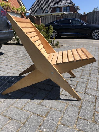 Foldable wooden garden chair from the 70s, Netherlands