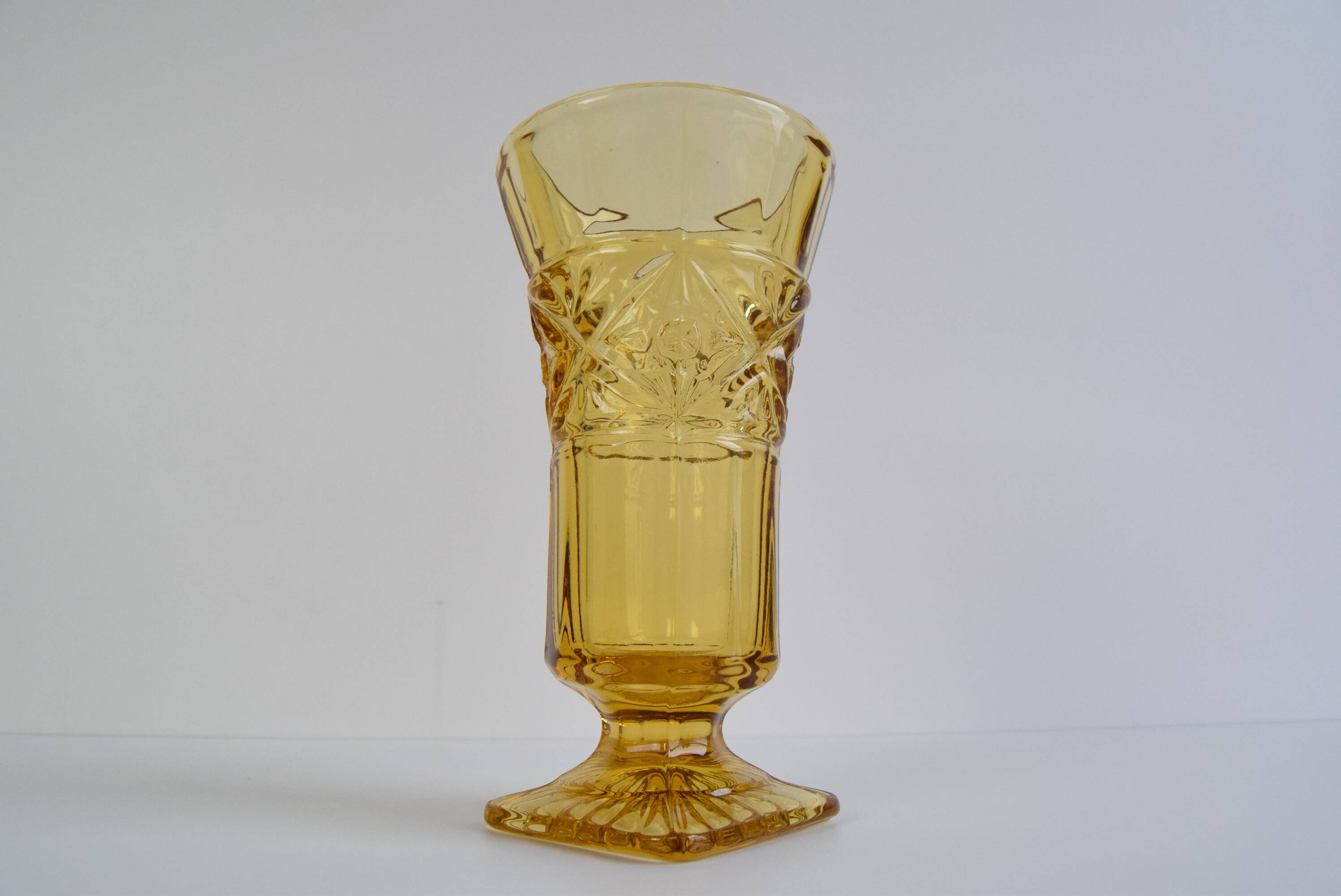 Art Deco Amber Glass Vase, 1940's.