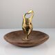 David Marshall Bronze and Wood Fruit Bowl Sculpture Organic Brutalist 1980s