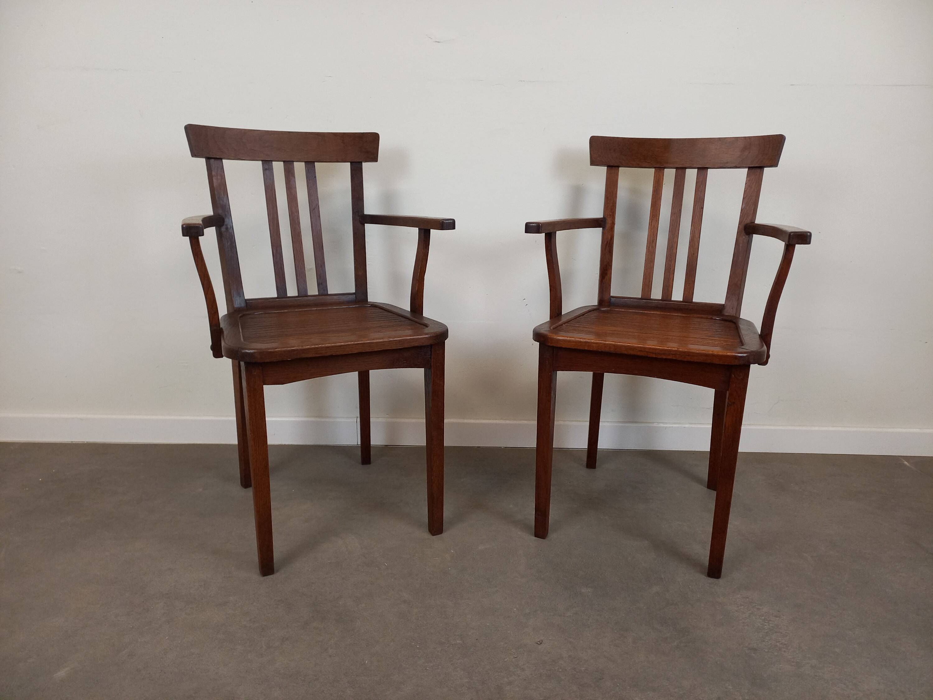 Pair of wooden bridge armchairs