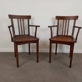 Pair of wooden bridge armchairs