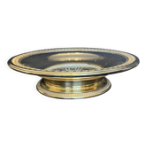 Cut glass and silver metal dish on pedestal