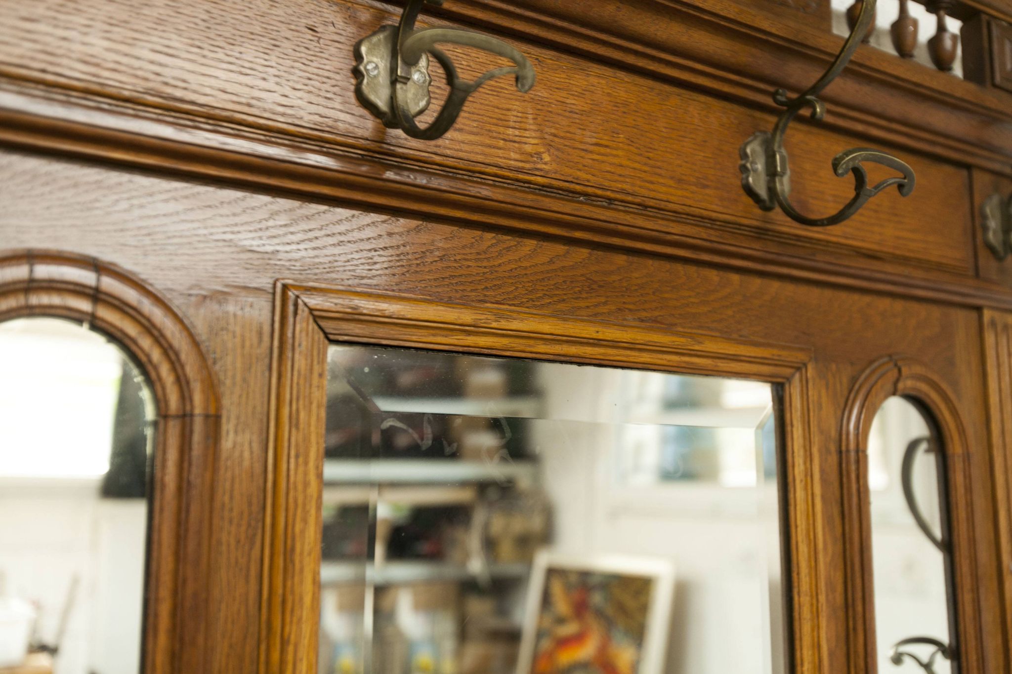 Napoleon III style walnut wardrobe, late 19th century, 3 mirrors, marble top, 8 coat hooks