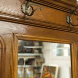 Vestiaire Napoléon III en noyer fin 19e, 3 miroirs, marbre, 8 patères