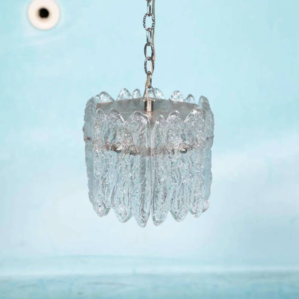 Orrefors Vintage Glass Suspension, Space Age lamp by Fagerlund