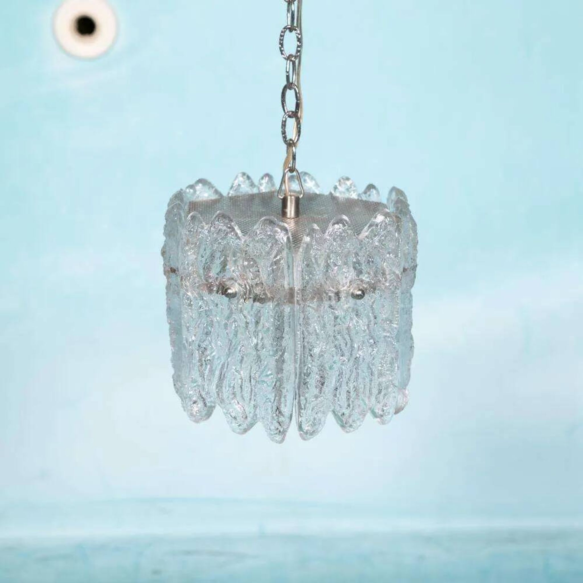 Orrefors Vintage Glass Suspension, Space Age lamp by Fagerlund