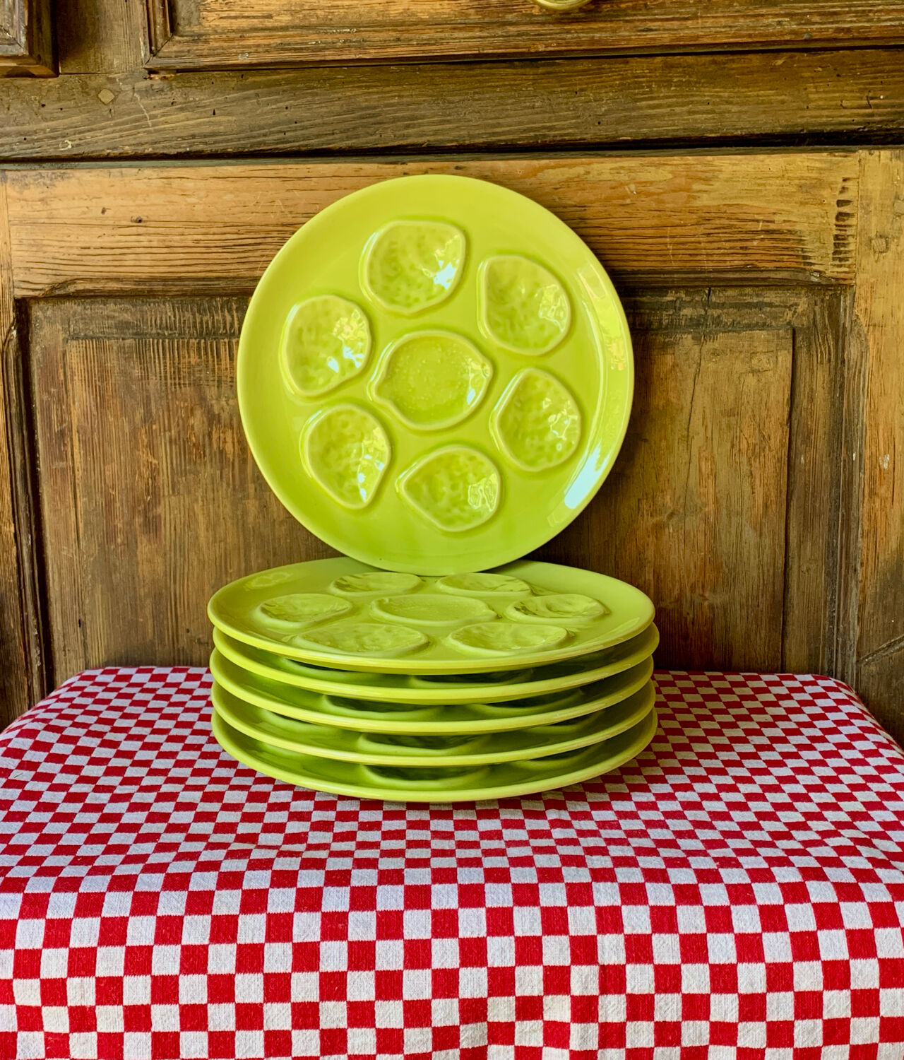 Anise green oyster plates Niderviller 1960