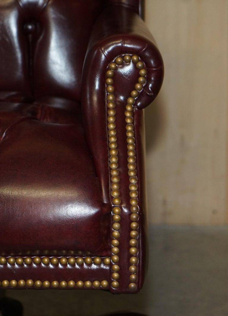 Fauteuil de bureau Chesterfield Wingback en cuir vintage