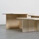 Set of three nesting tables in travertine, Italy circa 1970.