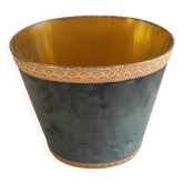 ancienne corbeille papier Massilly velours vintage waste paper basket