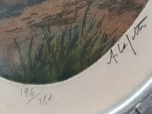 Paire de tableaux lithographies paysages en couleurs