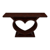 Une console Art Déco en hêtre et palissandre en forme de cœur