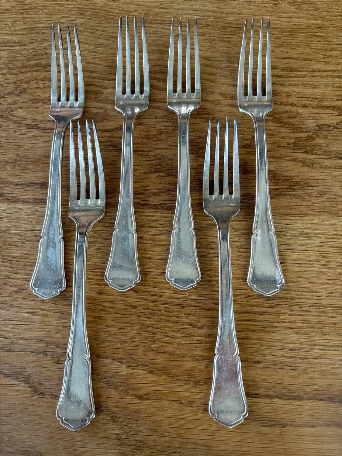 Set of 6 silver metal forks Apollo