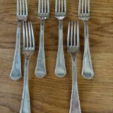 Set of 6 silver metal forks Apollo