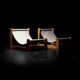 Sling chair in pine, canvas and sheepskin, 1970s