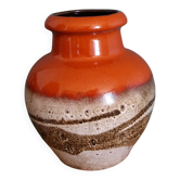 Vase Scheurich Keramik West Germany vermillon rouille chocolat et crème