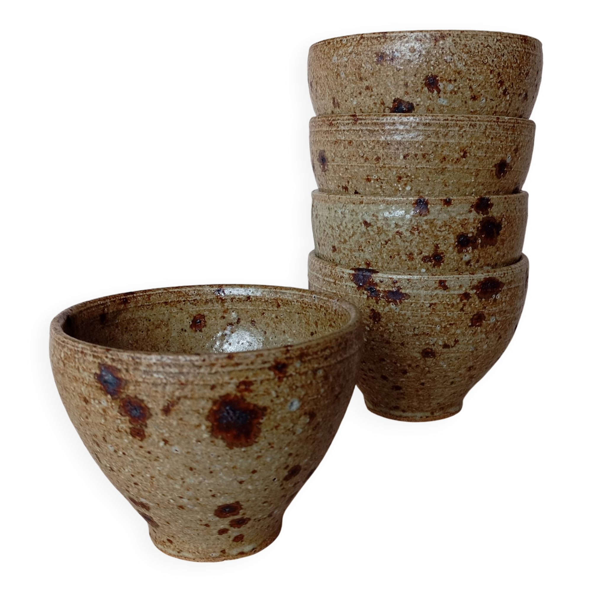 5 stoneware tea bowls