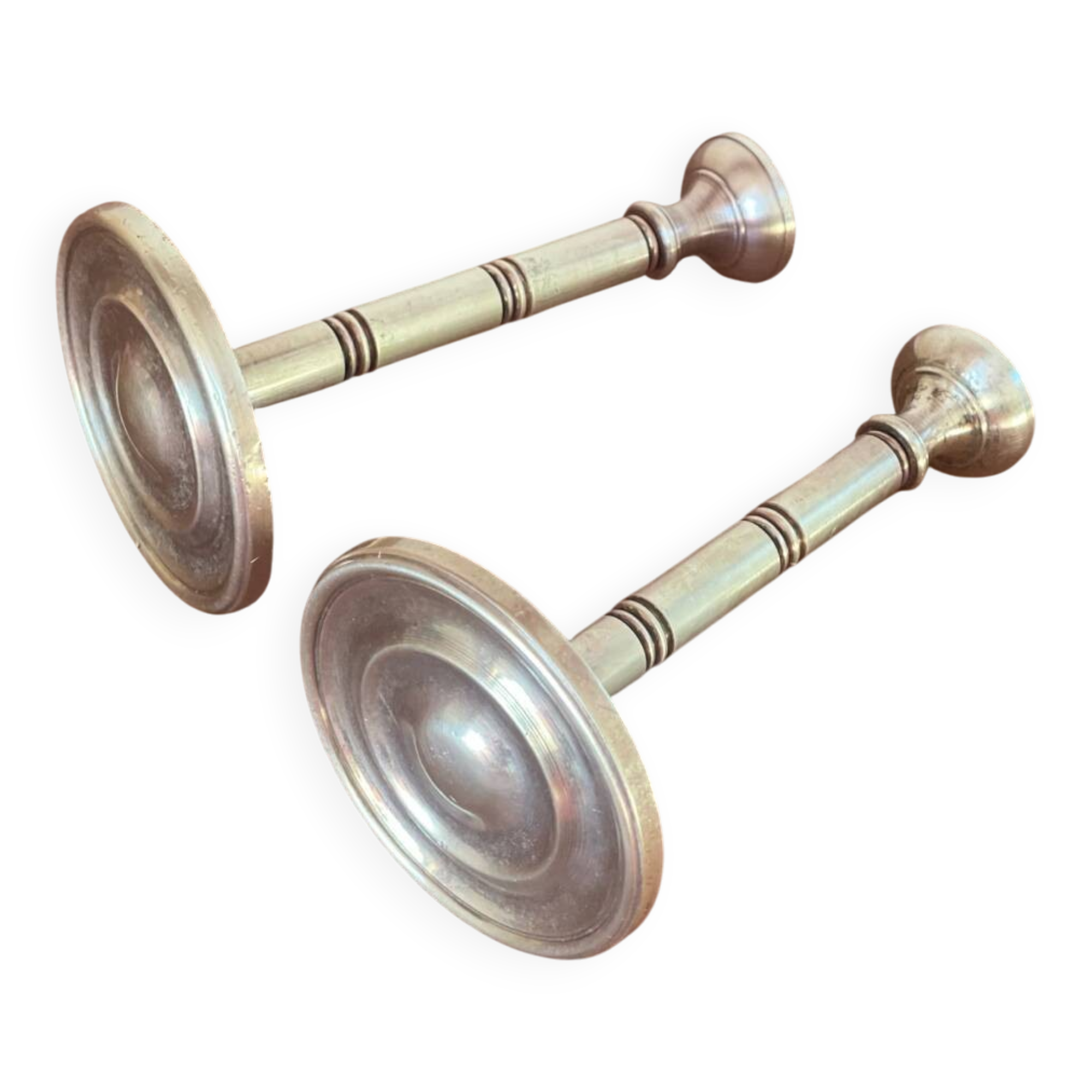 2 golden brass curtain tiebacks