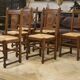 Set of 6 brutalist oak chairs from the 1950s.