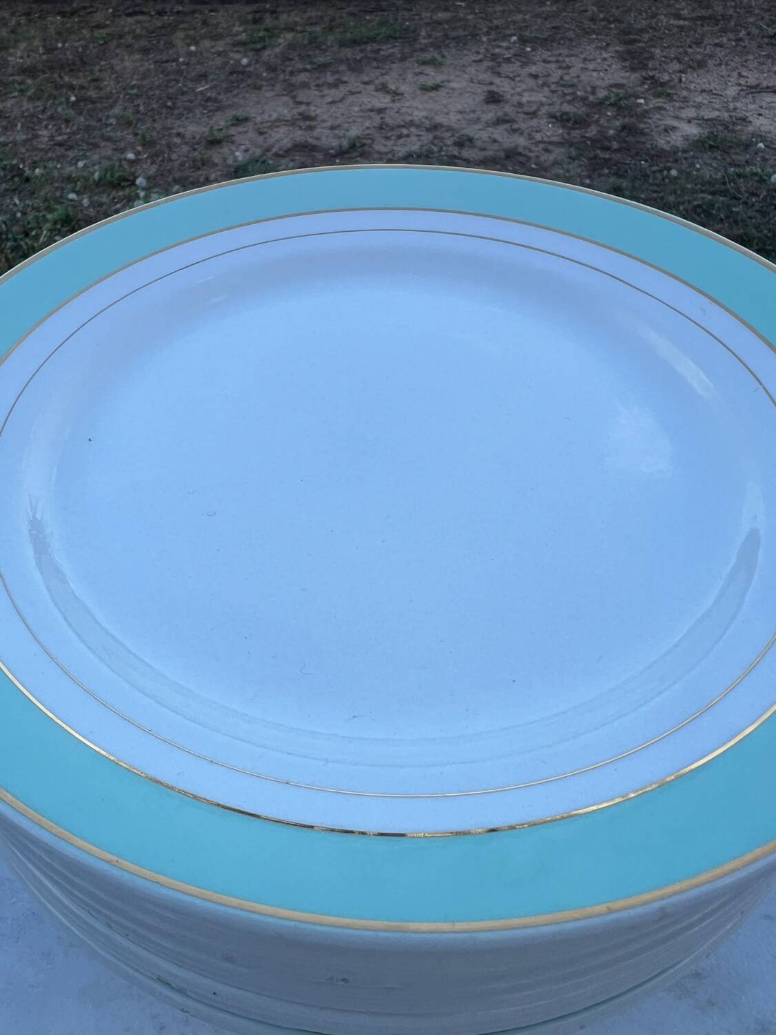 Set of 6 porcelain demi-porcelain plates K&G Lunéville model Épinay