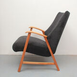 1950s armchair in anthracite velour, completly restored