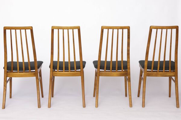 Ensemble de 4 chaises de salle à manger vintage allemandes – années 1960/1970 en hêtre du milieu du siècle