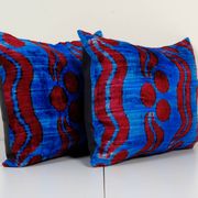 Handmade blue ikat velvet pillows