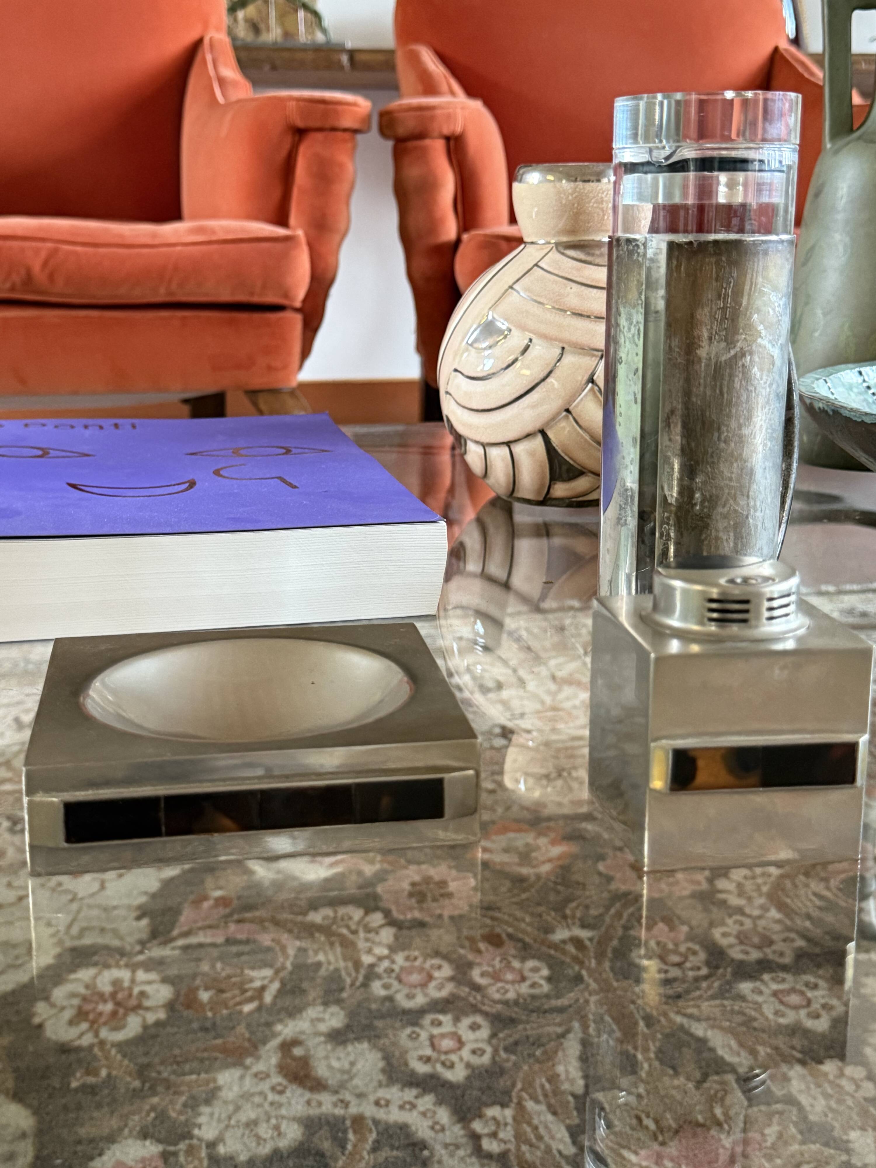 Table top smoking set, ashtray and table lighter, Italy 1970