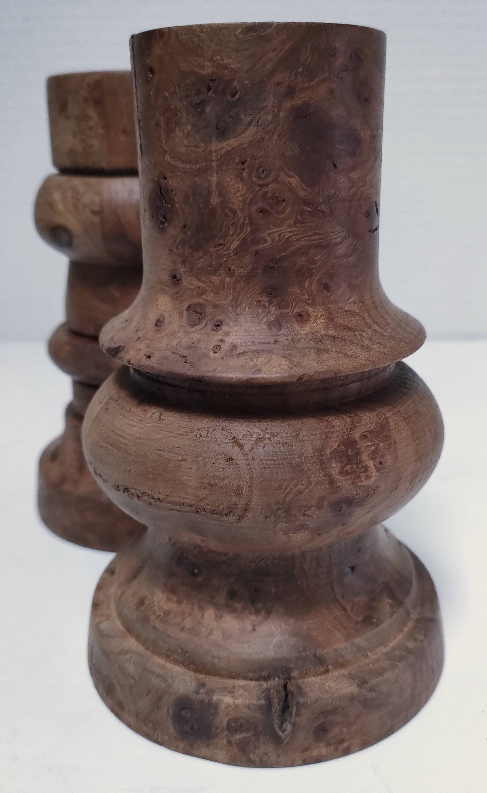 Two vintage turned wood pen and pencil pots