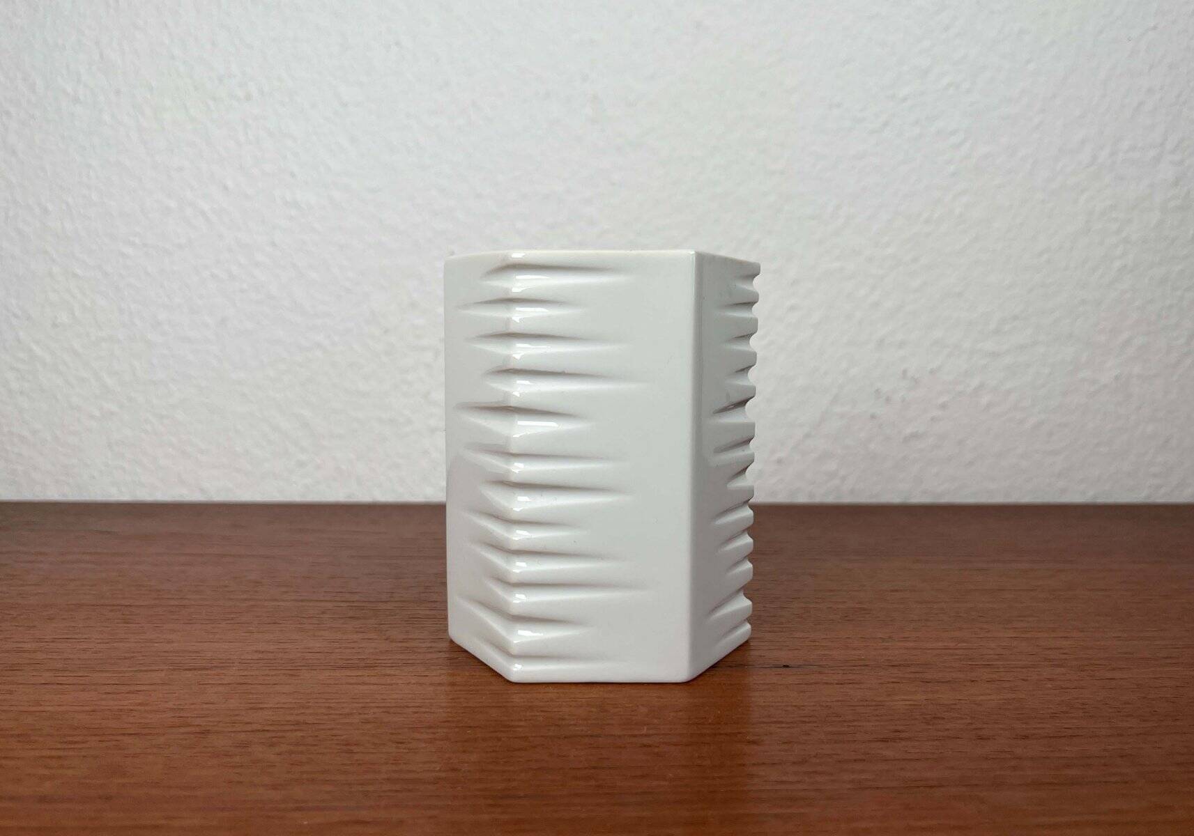 Vintage German white porcelain vase, 1980s.