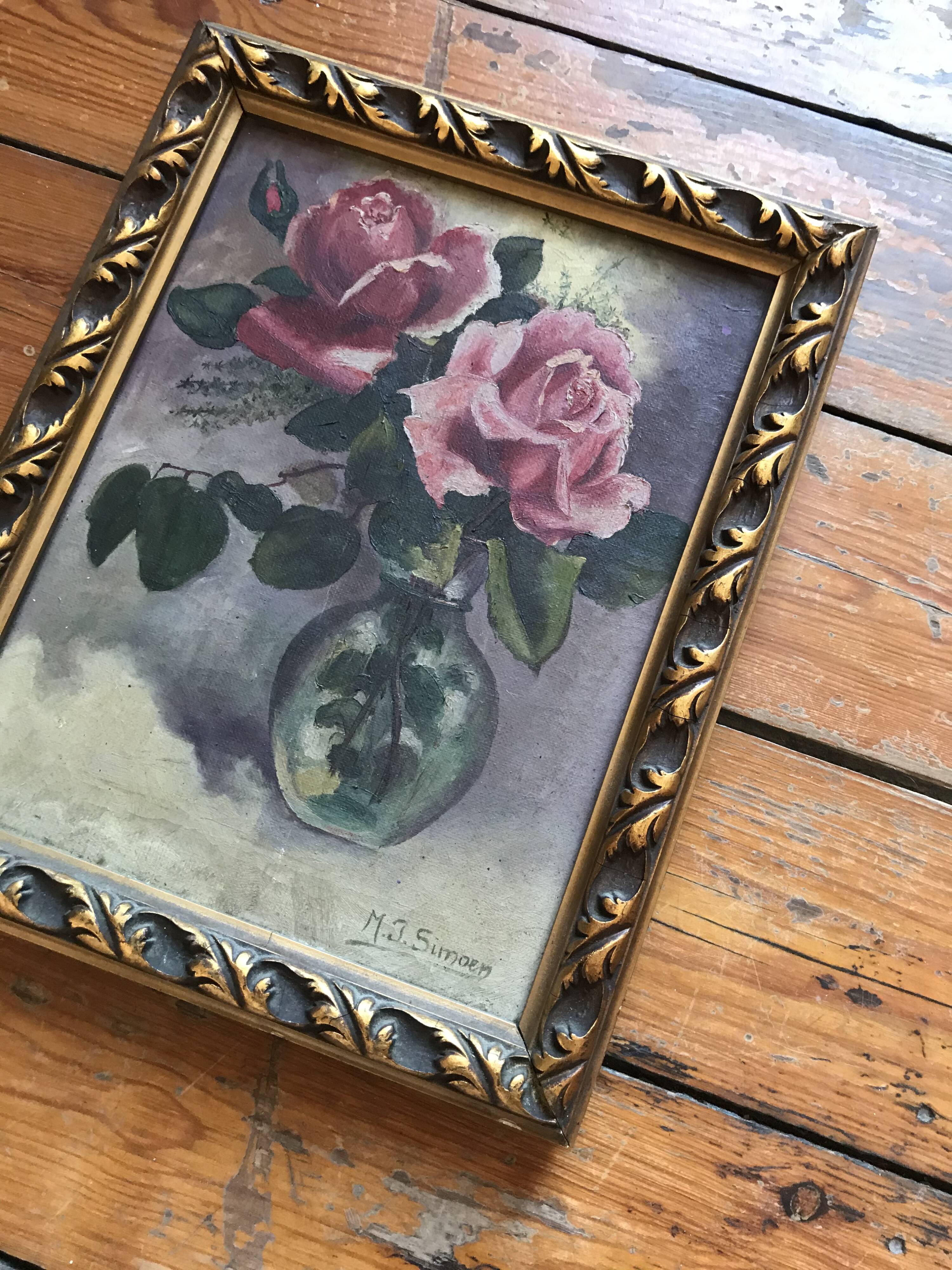 Tableau bouquet de rose nature morte