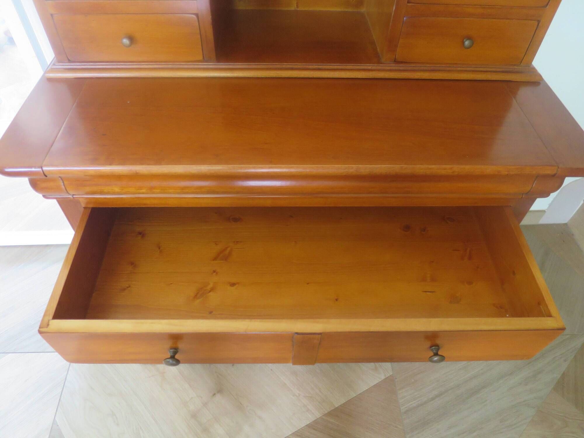 Vintage commode secretary dressing table sliding top 7 drawers cherry wood