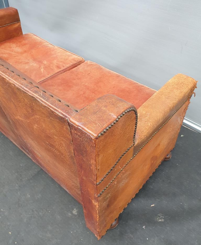 Vintage studded leather club sofa 50/60