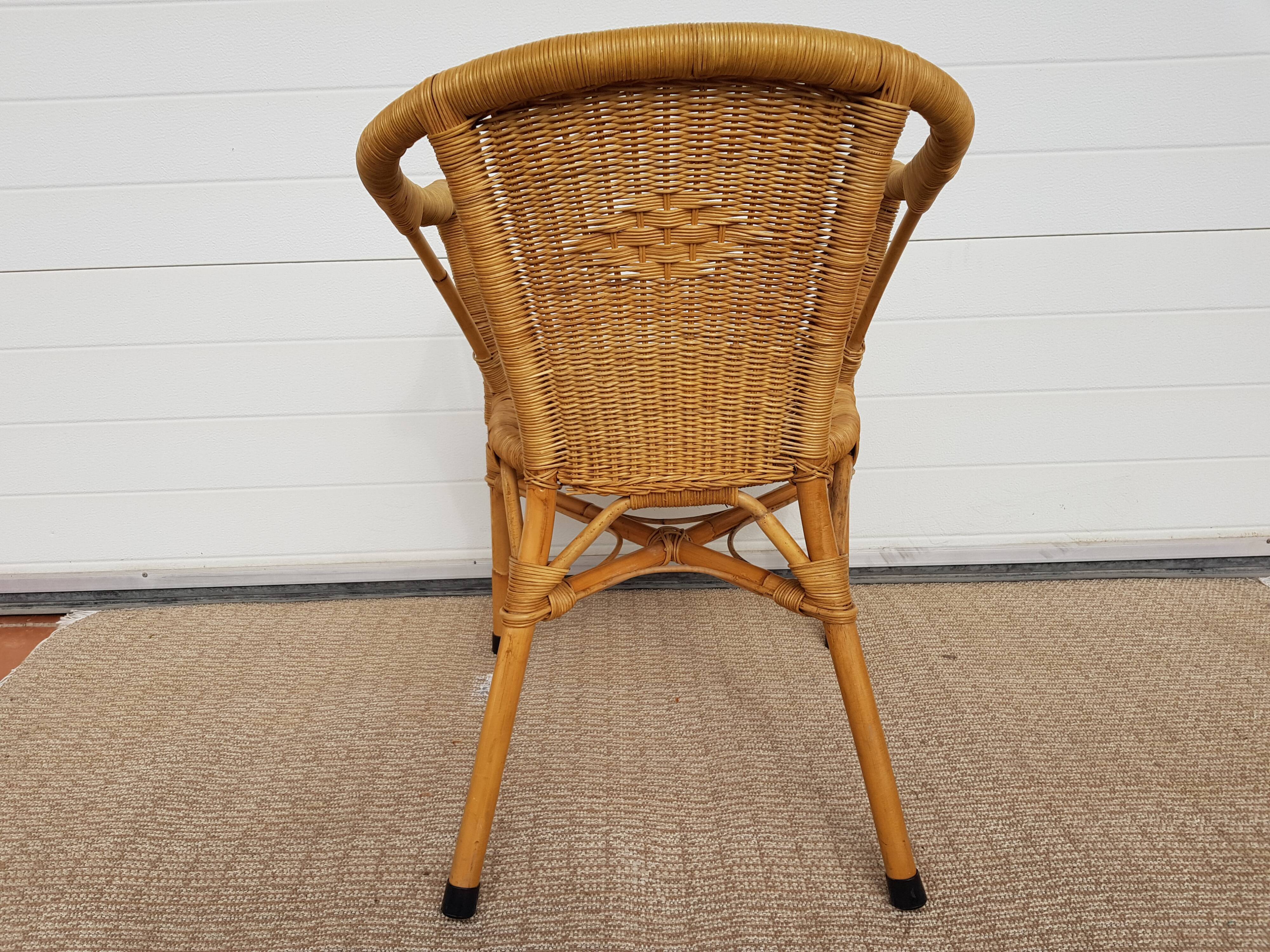 Old chair in Osier and Bamboo 60s