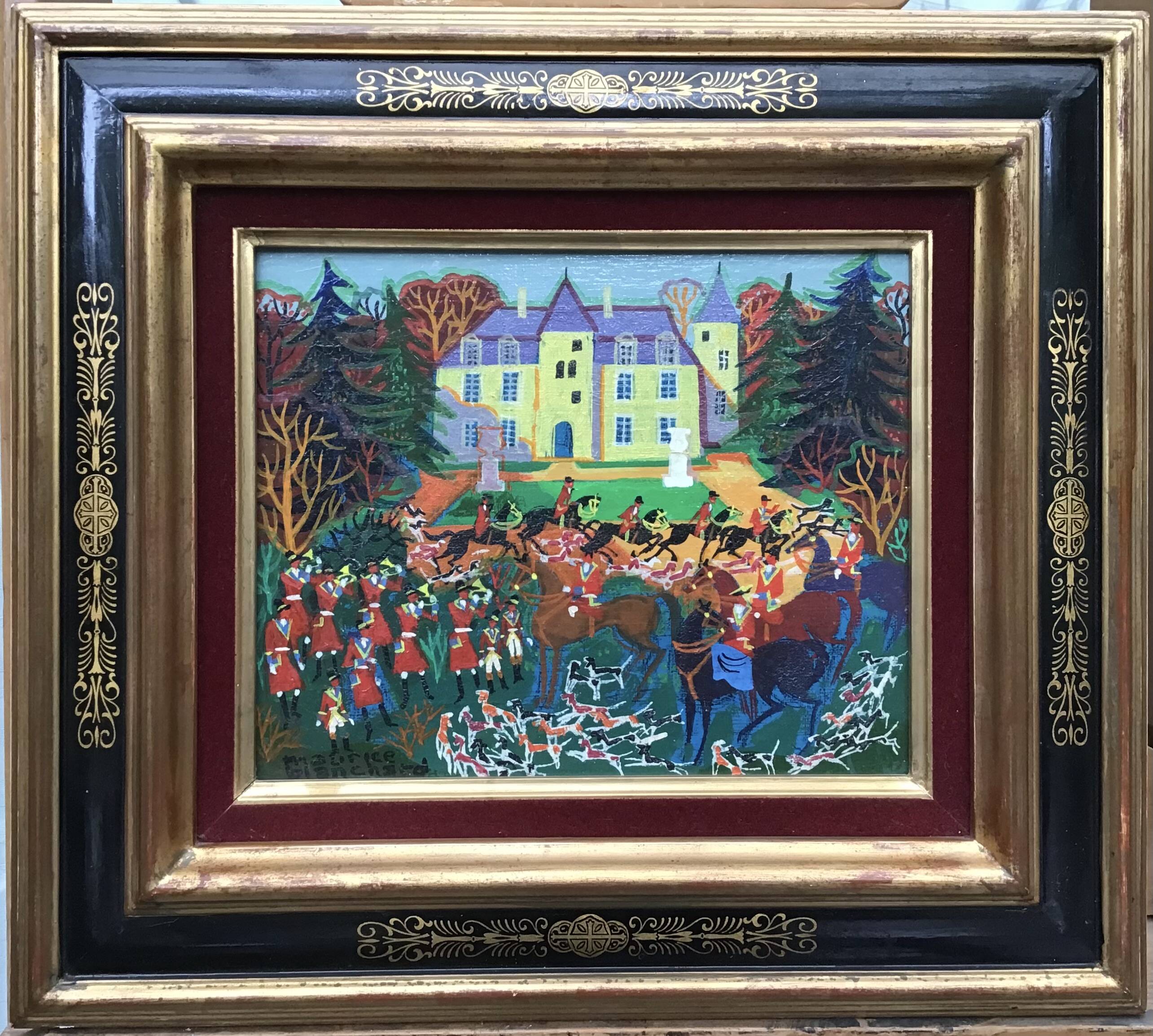 Hunting at the Castle Oil on canvas by Maurice Blanchard