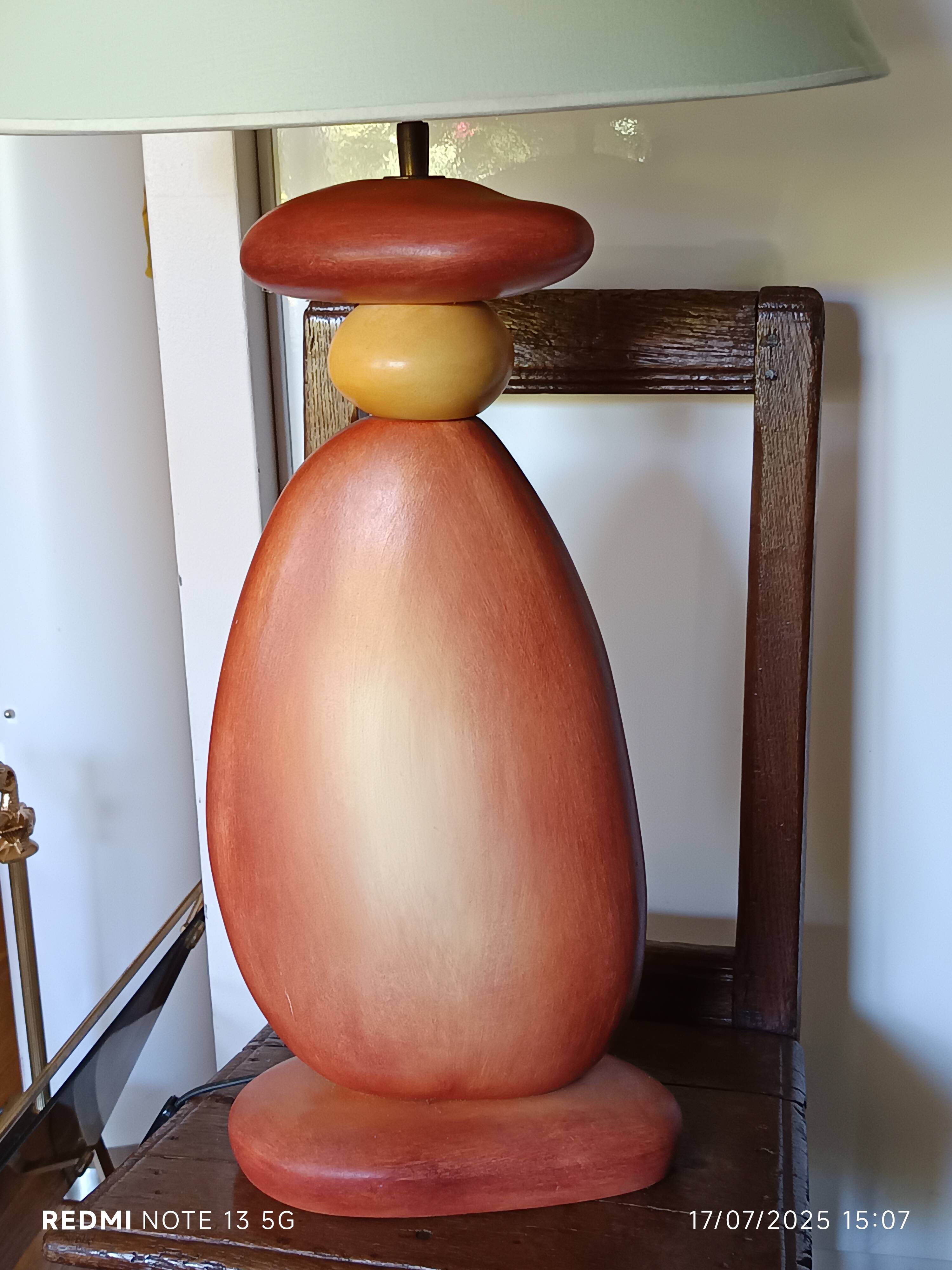 ceramic pebble lamp 1990 signed François Chatain