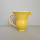 Modernist yellow ceramic pitcher / handmade / vintage / France / 1960s / mid-century / 20th century
