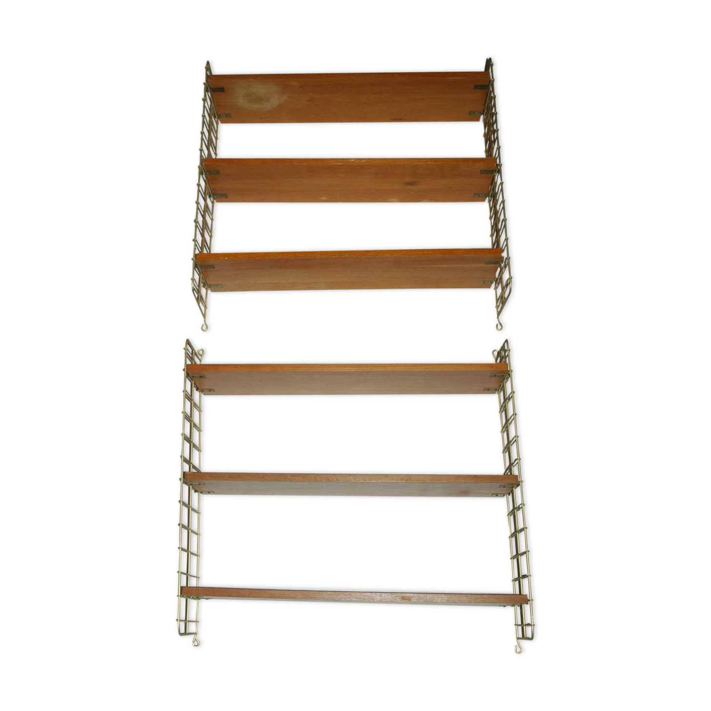 Pair of wooden metal shelves design 60