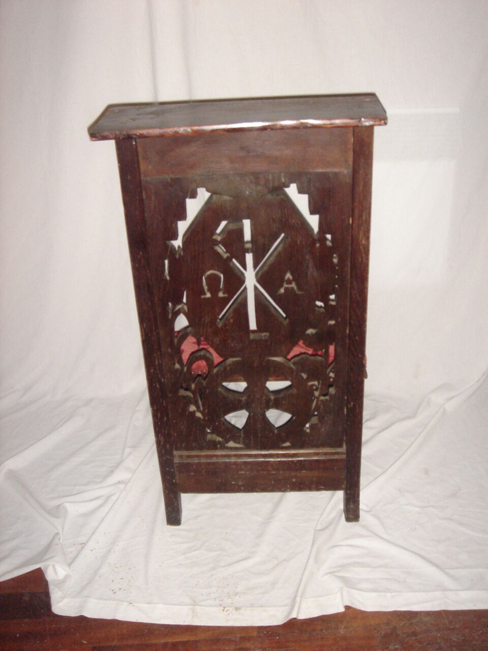 Pray-god Napoleon III in wood - orange fabrics