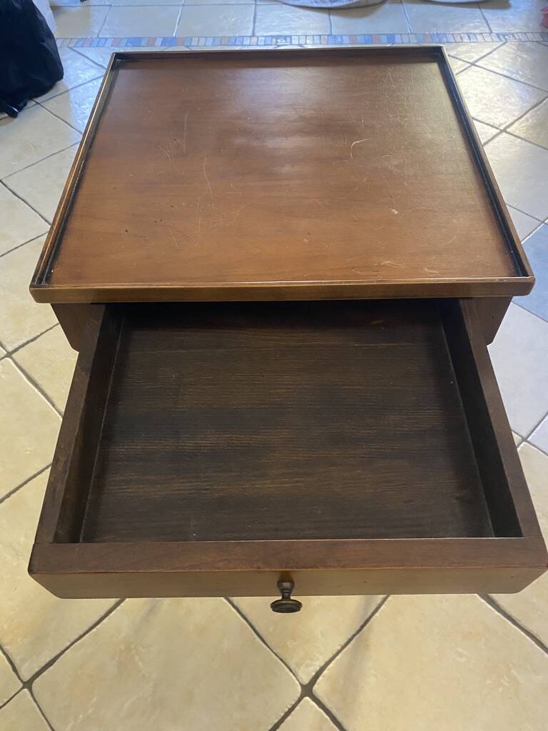 Small side table in Louis Philippe style with a patinated wood finish.