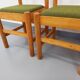 Set of 4 vintage chairs in pine and khaki green bouclette fabric from the 70s