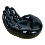 Vintage black ceramic hand pocket empty