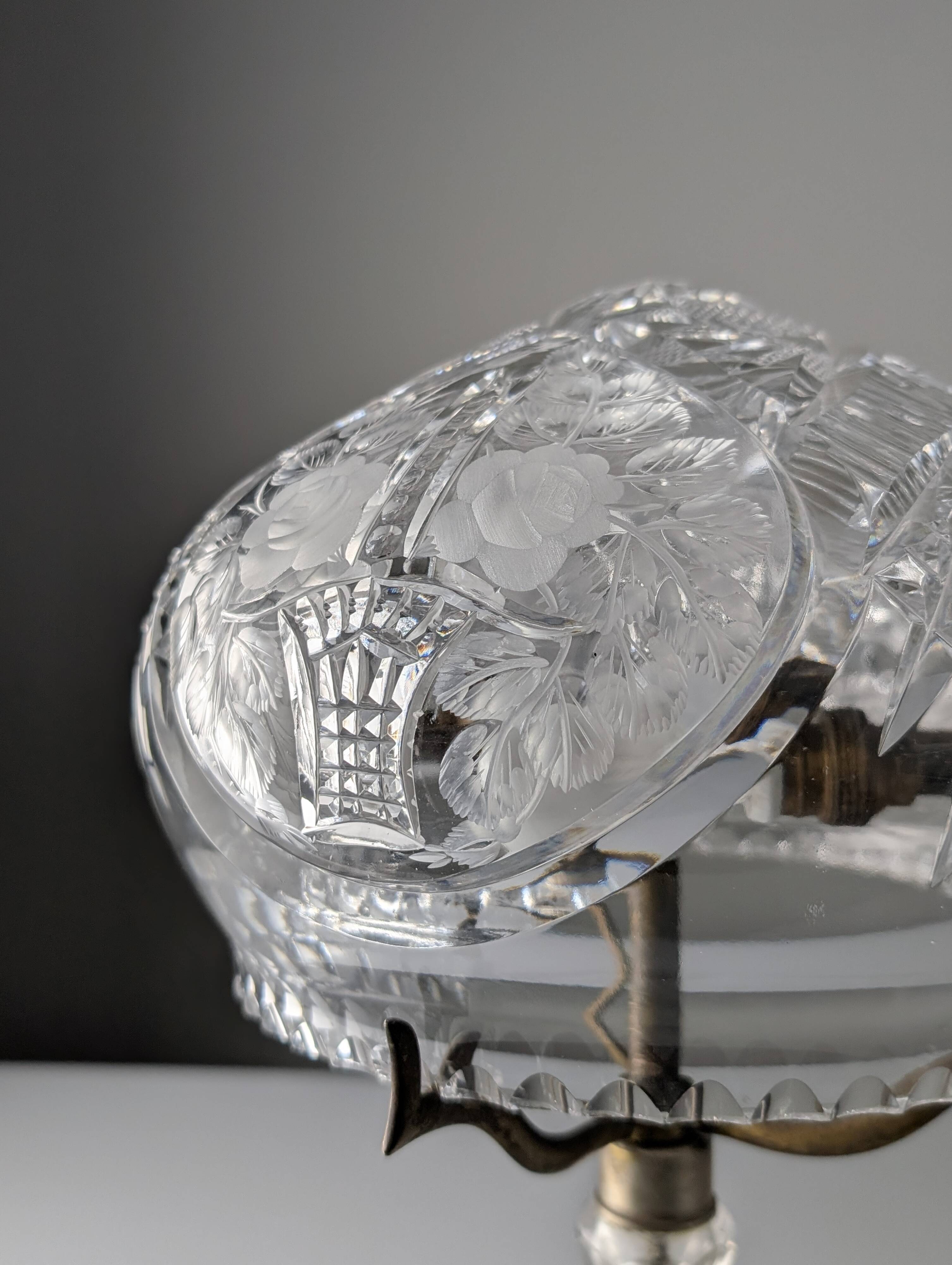 French Art Deco Cut Crystal 'Mushroom' Table Lamp, 1920s