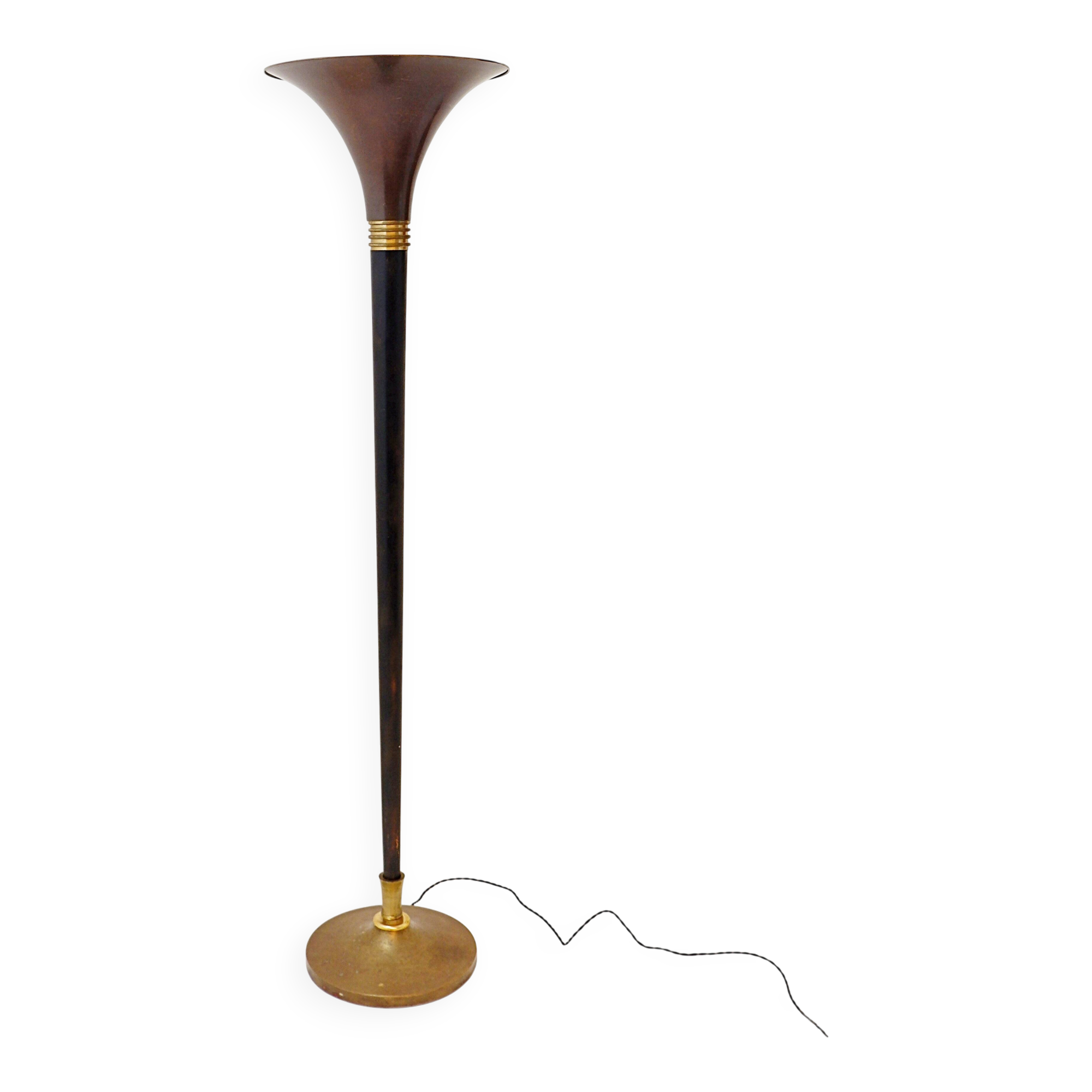 Art Deco metal and brass floor lamp
